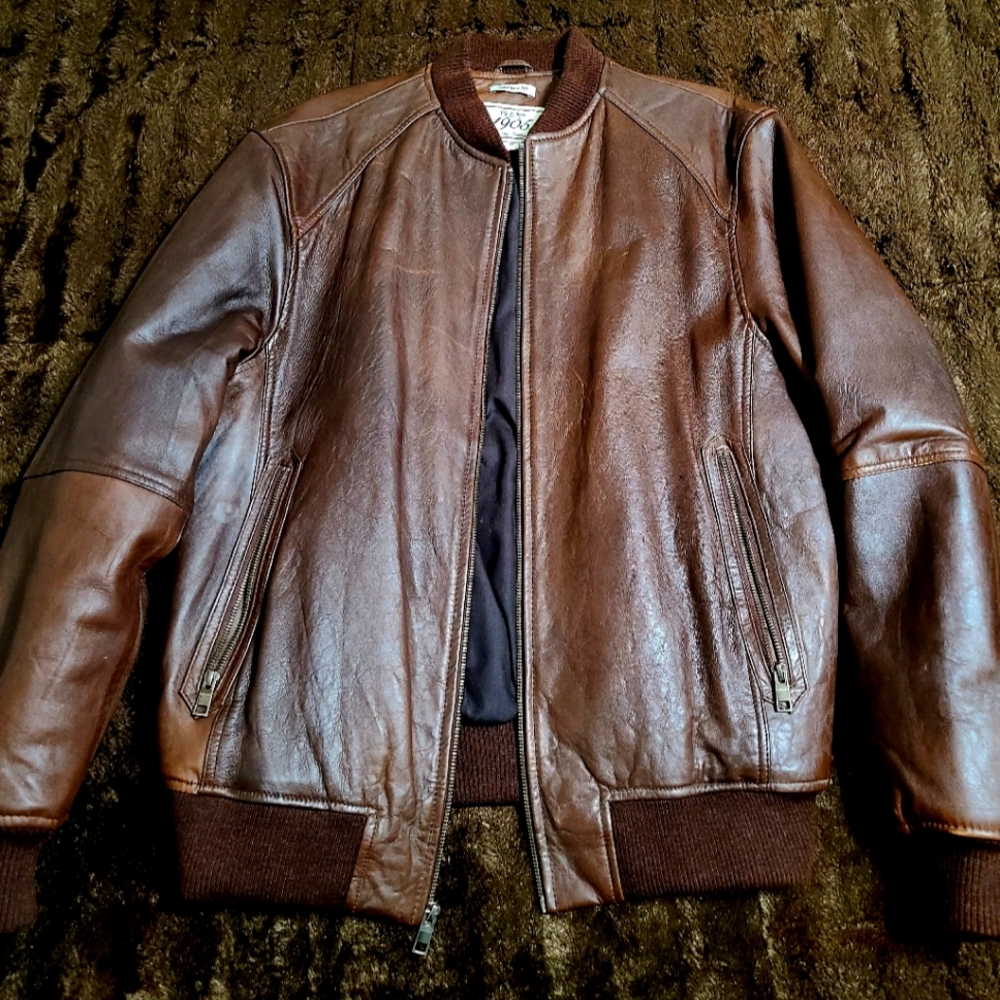 Jos A. Bank Bomber Leather Jacket